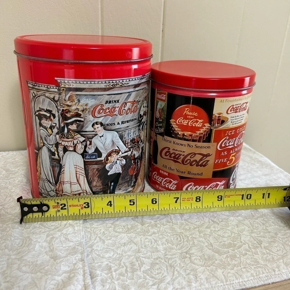 Vintage Coca-Cola Coke Set of 2 Tins 1993 & 1995 Collectible